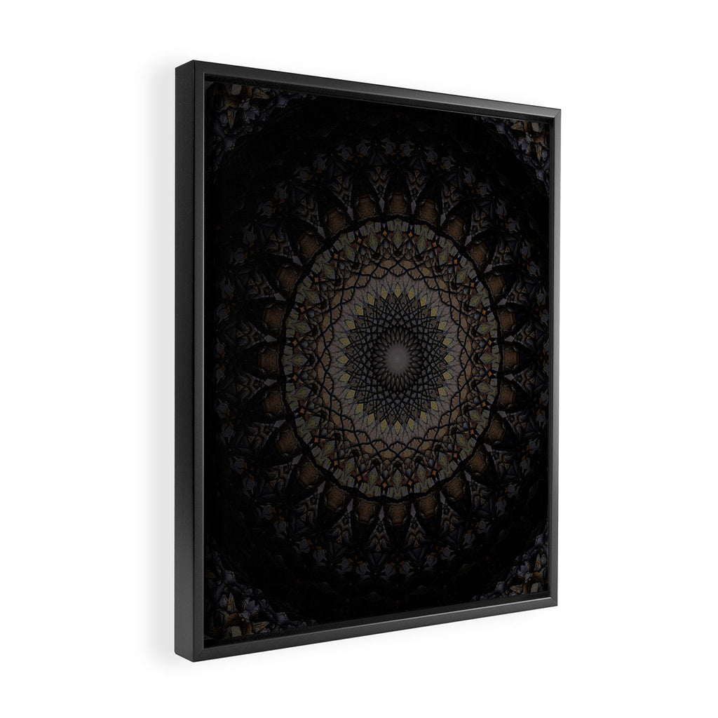 Digital mandala in dark brown tones Framed Canvas Print Gallery Image 2