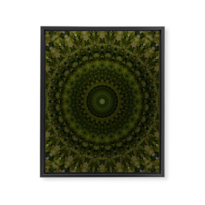 Mandala in olive green tones Framed Canvas Print Gallery Image 1
