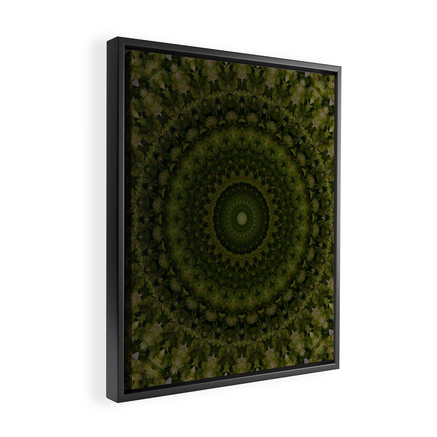 Mandala in olive green tones Framed Canvas Print Gallery Image 2