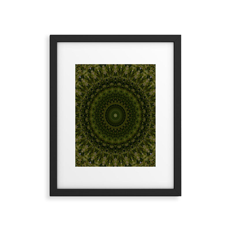 Mandala in olive green tones Framed Art Print Gallery Image 5
