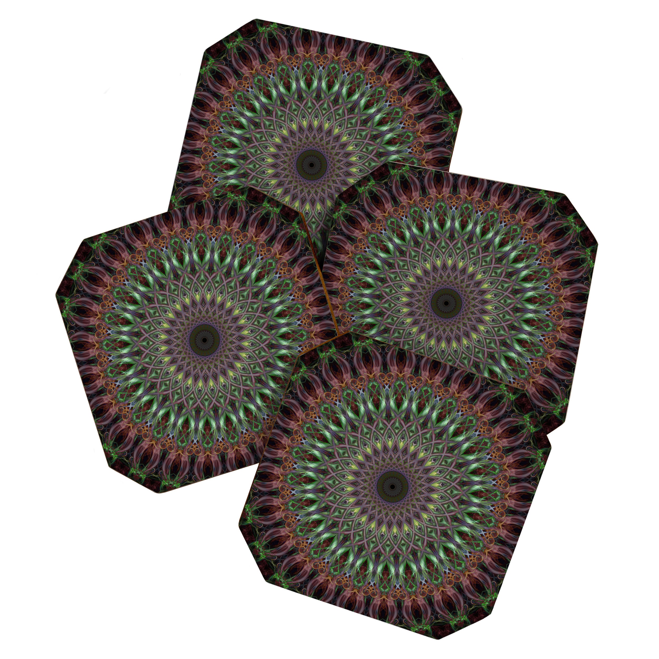 Purple and green mandala Coaster Gallery Image 1