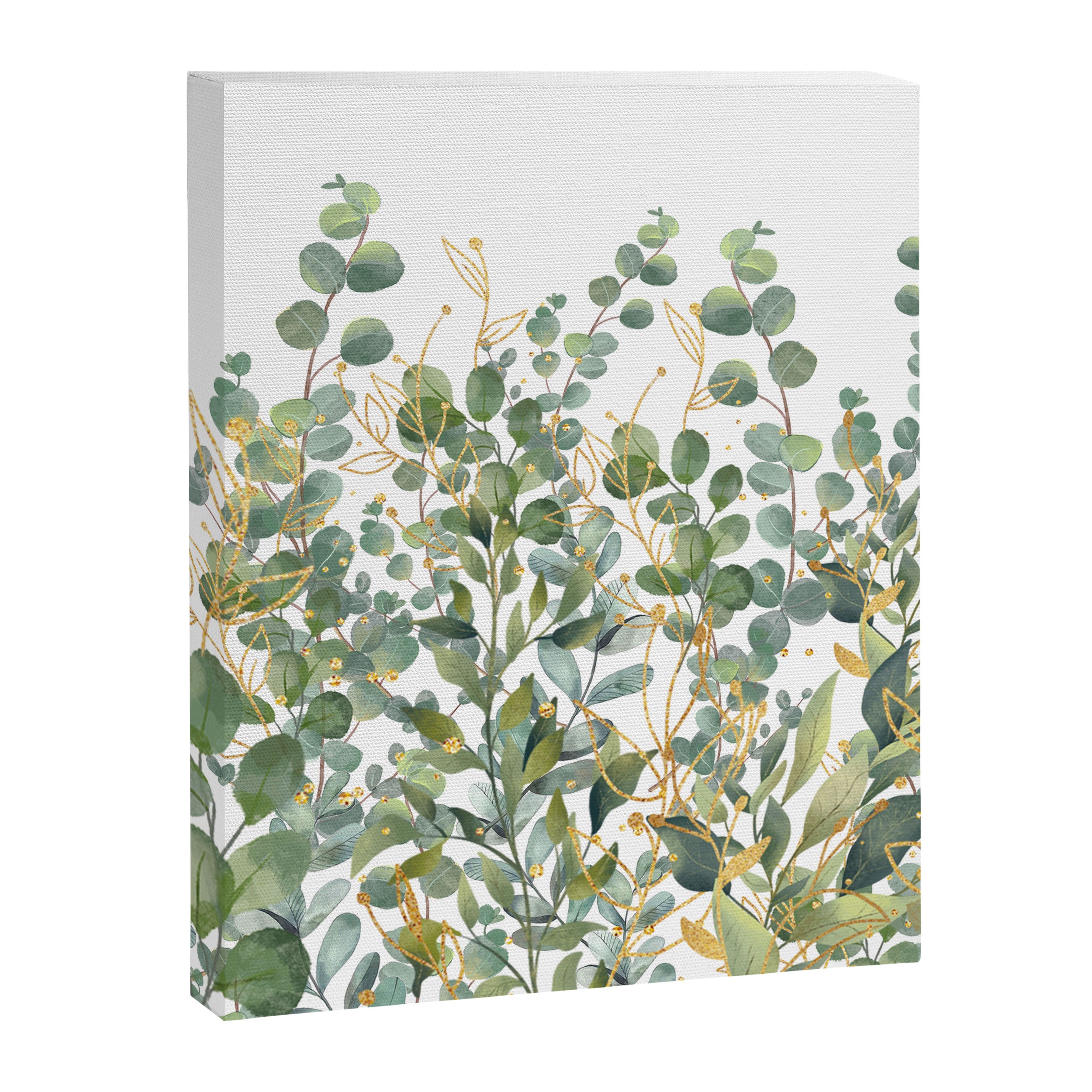 Gold And Green Botanical Eucalyptus Leaves Canvas Print Gallery Image 8