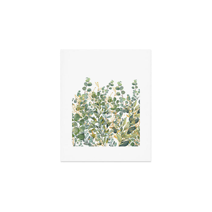 Gold And Green Botanical Eucalyptus Leaves Art Print Gallery Image 1