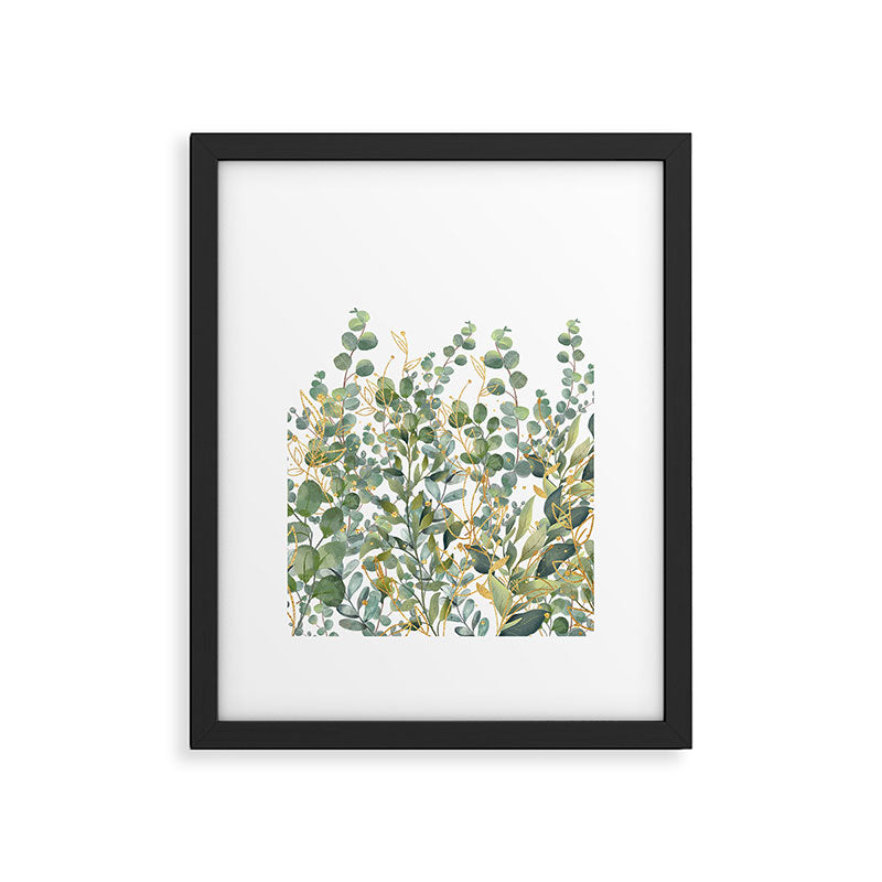 Gold And Green Botanical Eucalyptus Leaves Framed Art Print Gallery Image 6