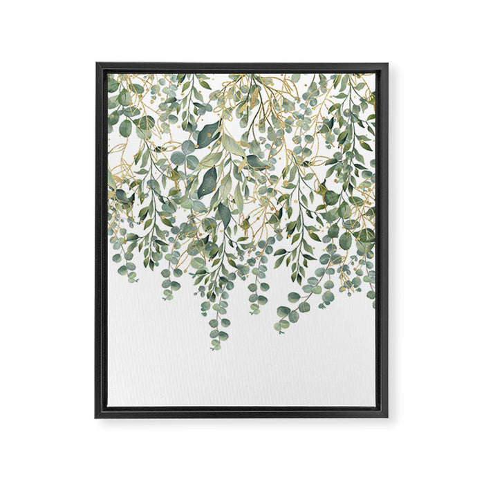Gold And Green Eucalyptus Leaves Framed Canvas Print Gallery Image 1