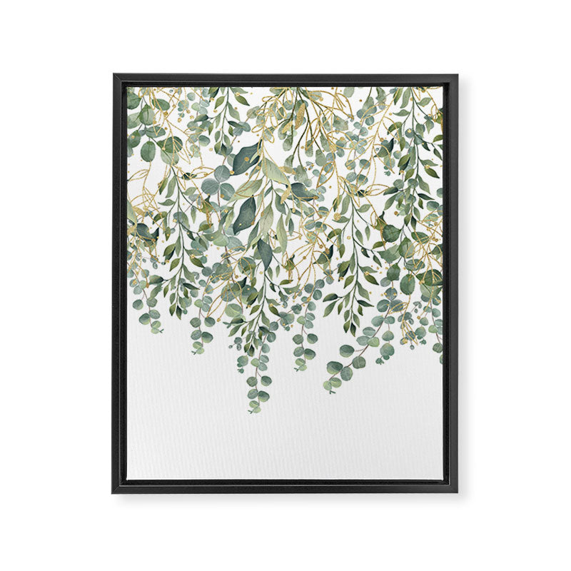 Gold And Green Eucalyptus Leaves Framed Canvas Print Gallery Image 8