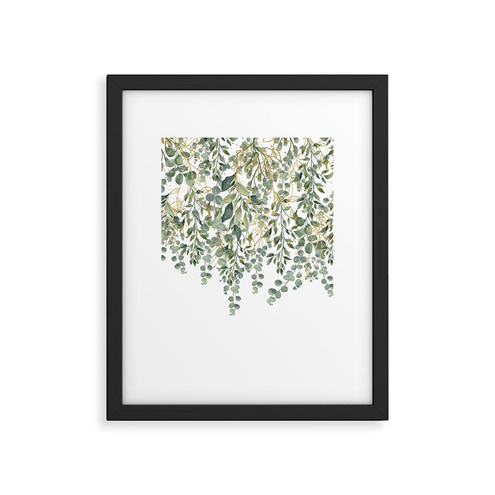 Gold And Green Eucalyptus Leaves Framed Art Print Gallery Image 1