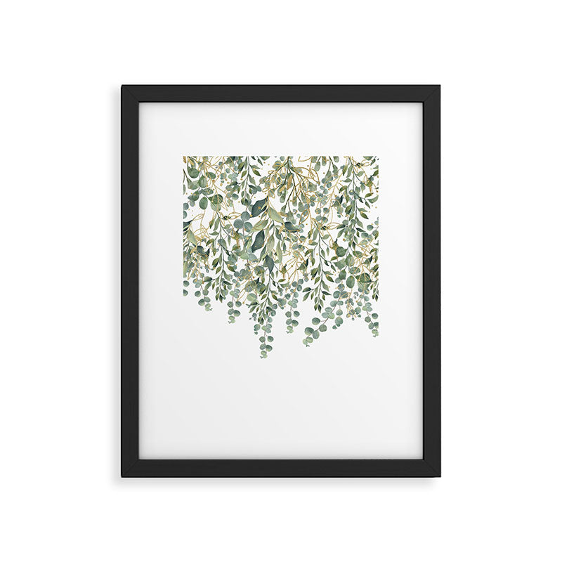 Gold And Green Eucalyptus Leaves Framed Art Print Gallery Image 6