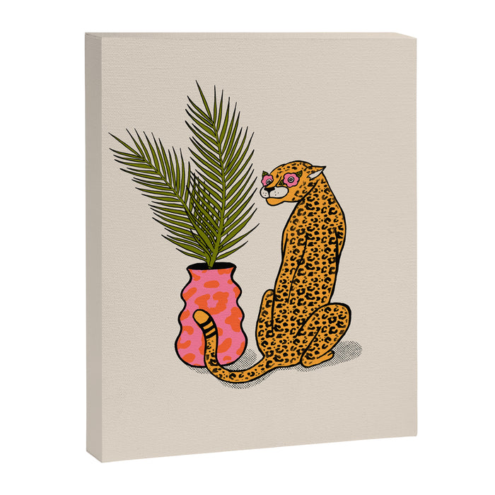 Cheetah & Plant Canvas Print Gallery Image 1