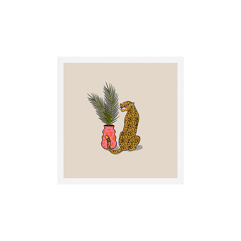Cheetah & Plant Art Print Gallery Image 1