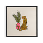 Cheetah & Plant Framed Canvas Print Gallery Image 3
