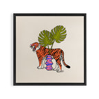 Tiger & Plant Framed Canvas Print Gallery Image 3