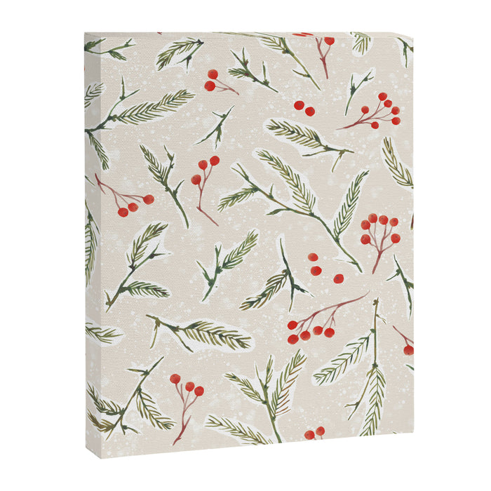 Christmas Pine and Berries Neutral Canvas Print Gallery Image 1