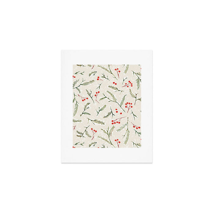 Christmas Pine and Berries Neutral Art Print Gallery Image 1