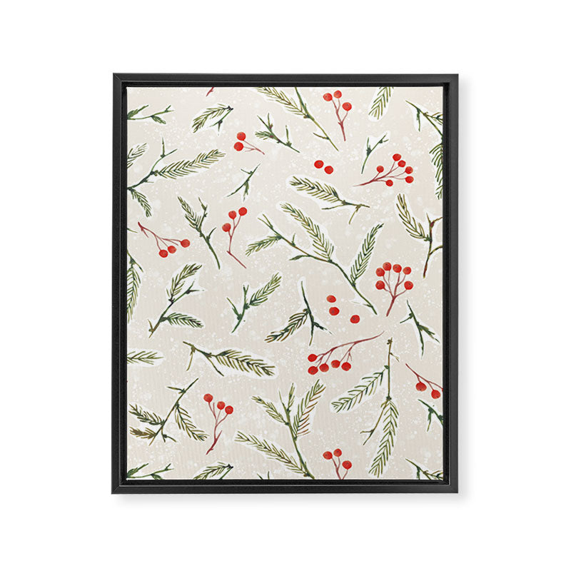 Christmas Pine and Berries Neutral Framed Canvas Print Gallery Image 8