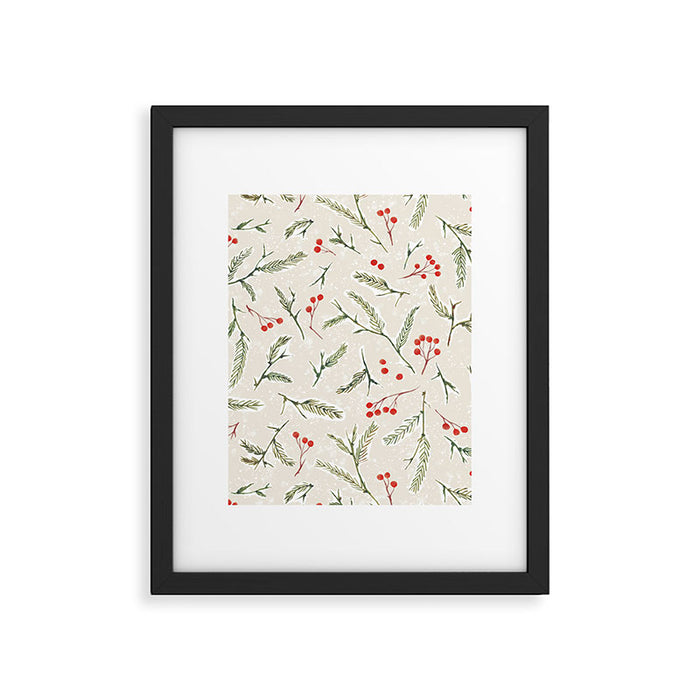 Christmas Pine and Berries Neutral Framed Art Print Gallery Image 1