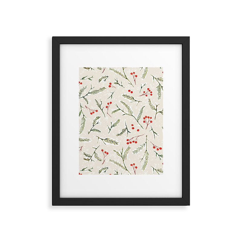 Christmas Pine and Berries Neutral Framed Art Print Gallery Image 6