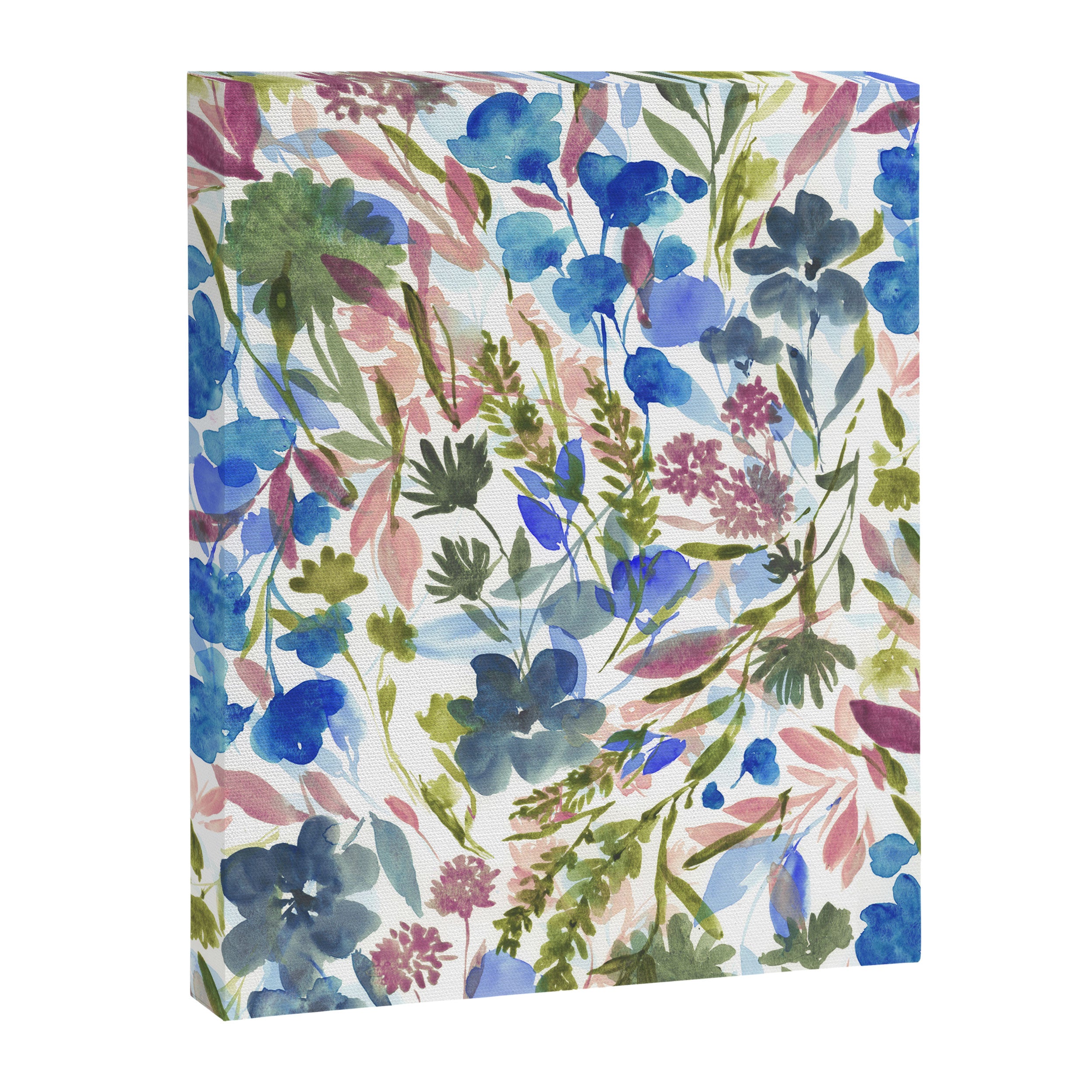 Upside Floral Olive Magenta Canvas Print Gallery Image 8
