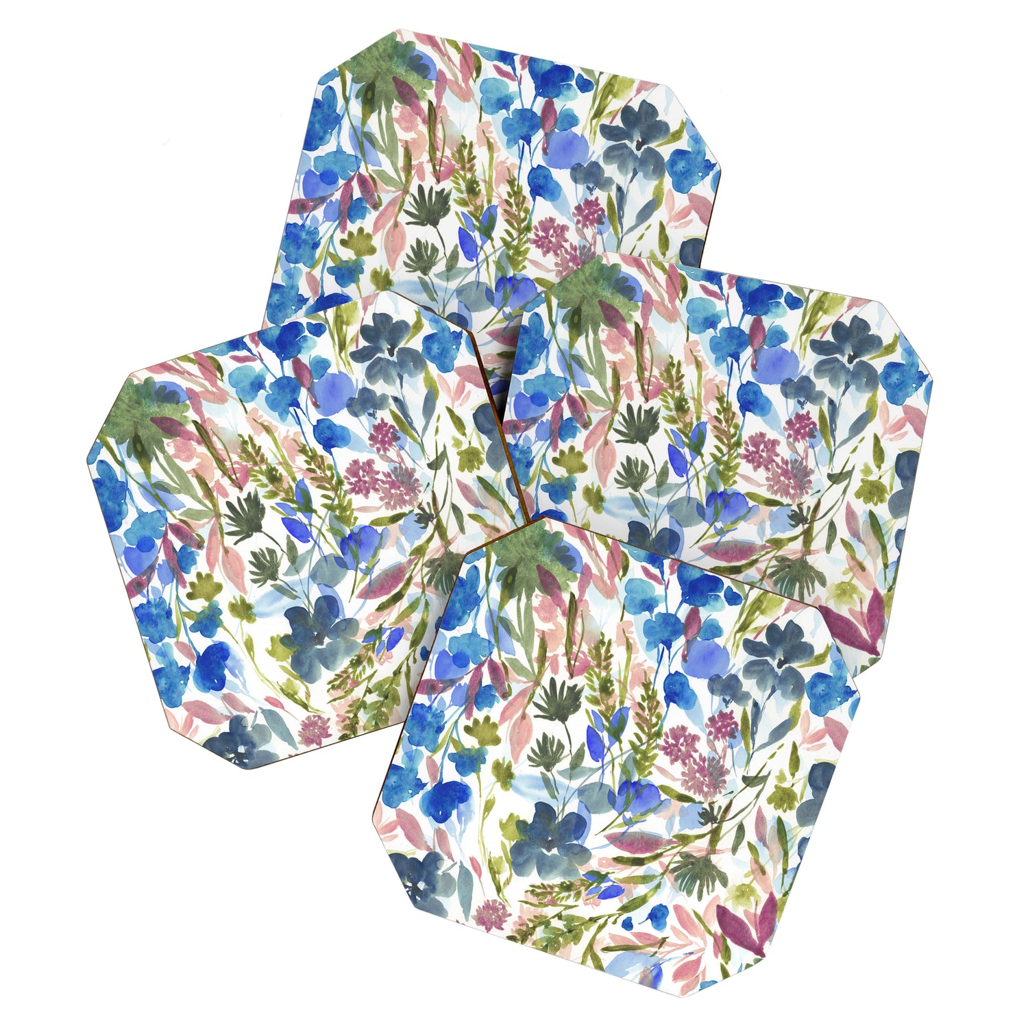 Upside Floral Olive Magenta Coaster Gallery Image 1