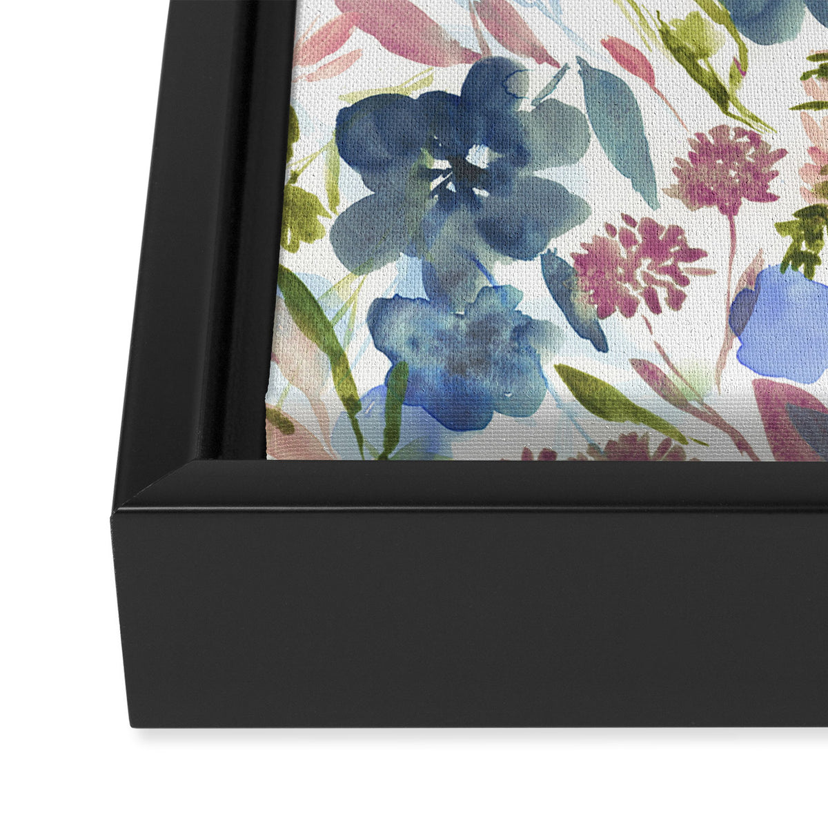 Upside Floral Olive Magenta Framed Canvas Print Gallery Image 3