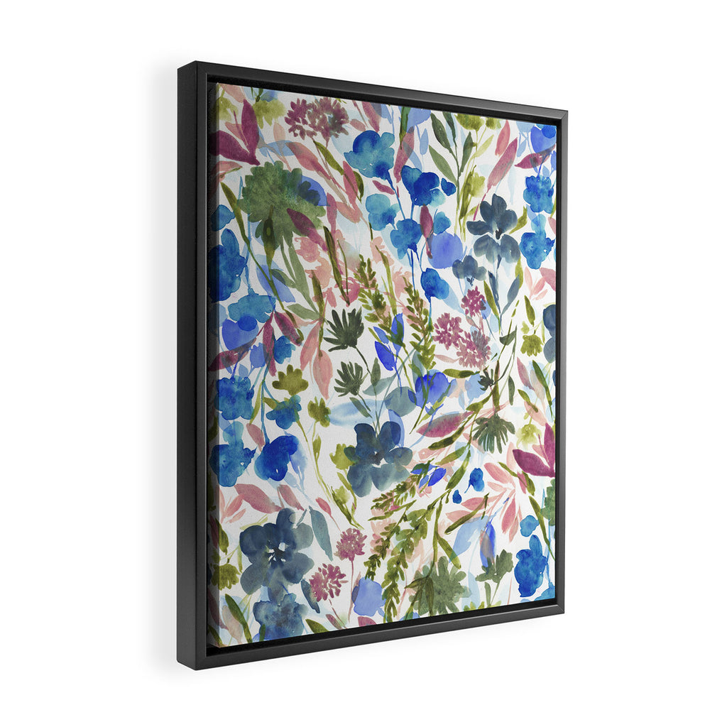 Upside Floral Olive Magenta Framed Canvas Print Gallery Image 2