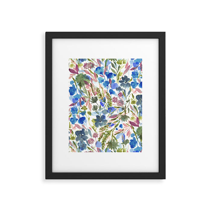 Upside Floral Olive Magenta Framed Art Print Gallery Image 1