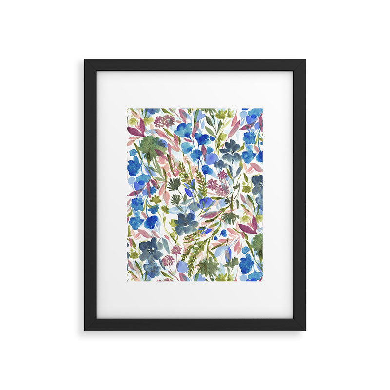 Upside Floral Olive Magenta Framed Art Print Gallery Image 6