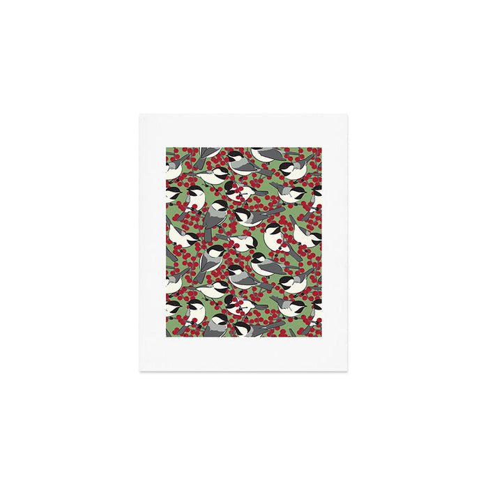 Chickadees & Winterberry Holly Art Print Gallery Image 1