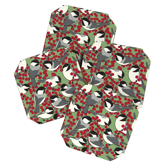 Chickadees & Winterberry Holly Coaster Gallery Image 1