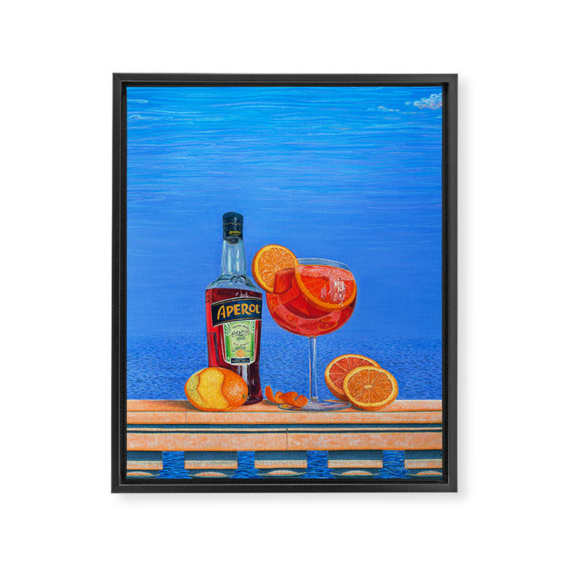 Aperol Spritz at Sunset in Italy Framed Canvas Print