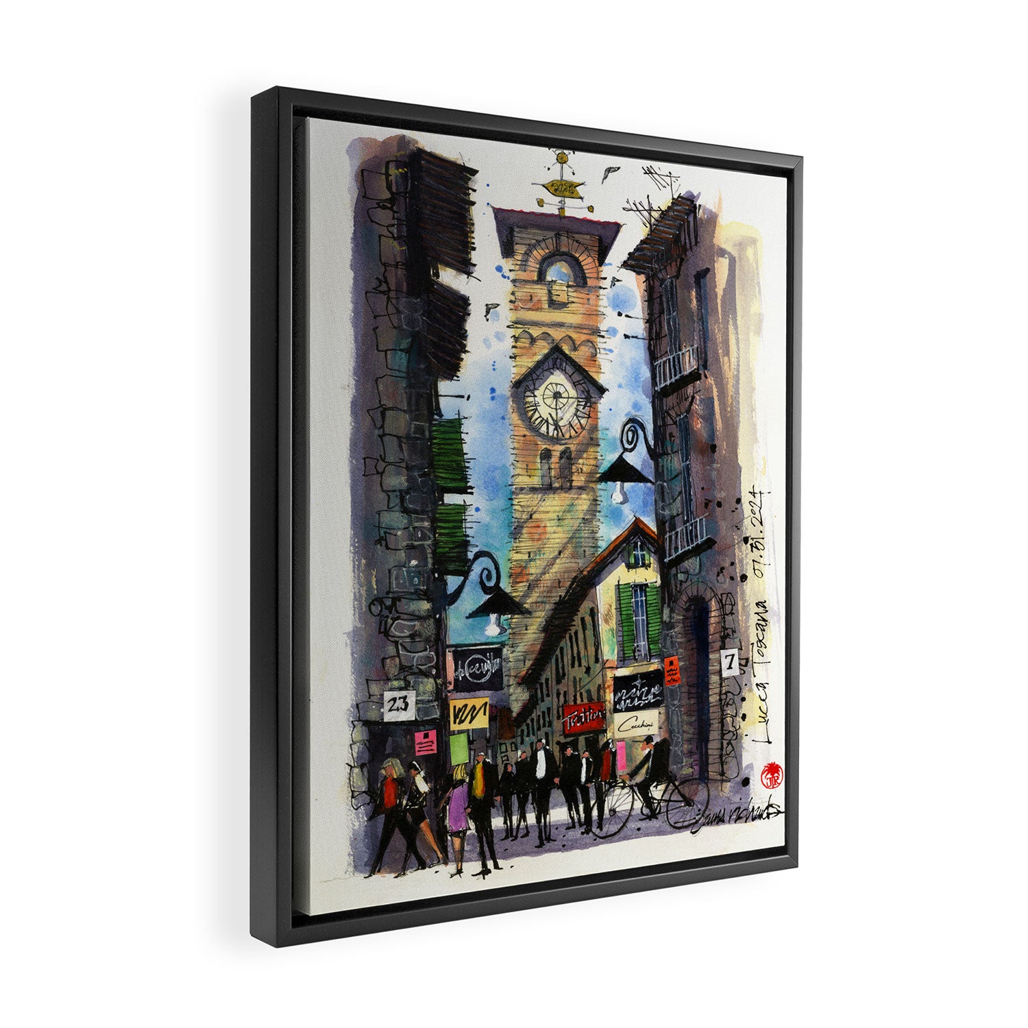 Lucca Clock Tower Framed Canvas Print Gallery Image 2