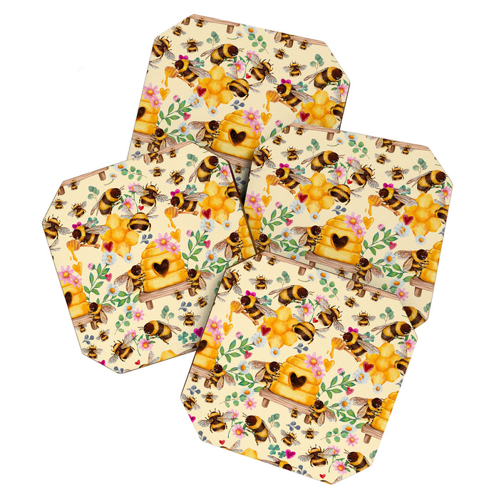 Bees with Flowers and Honey Coaster Gallery Image 1