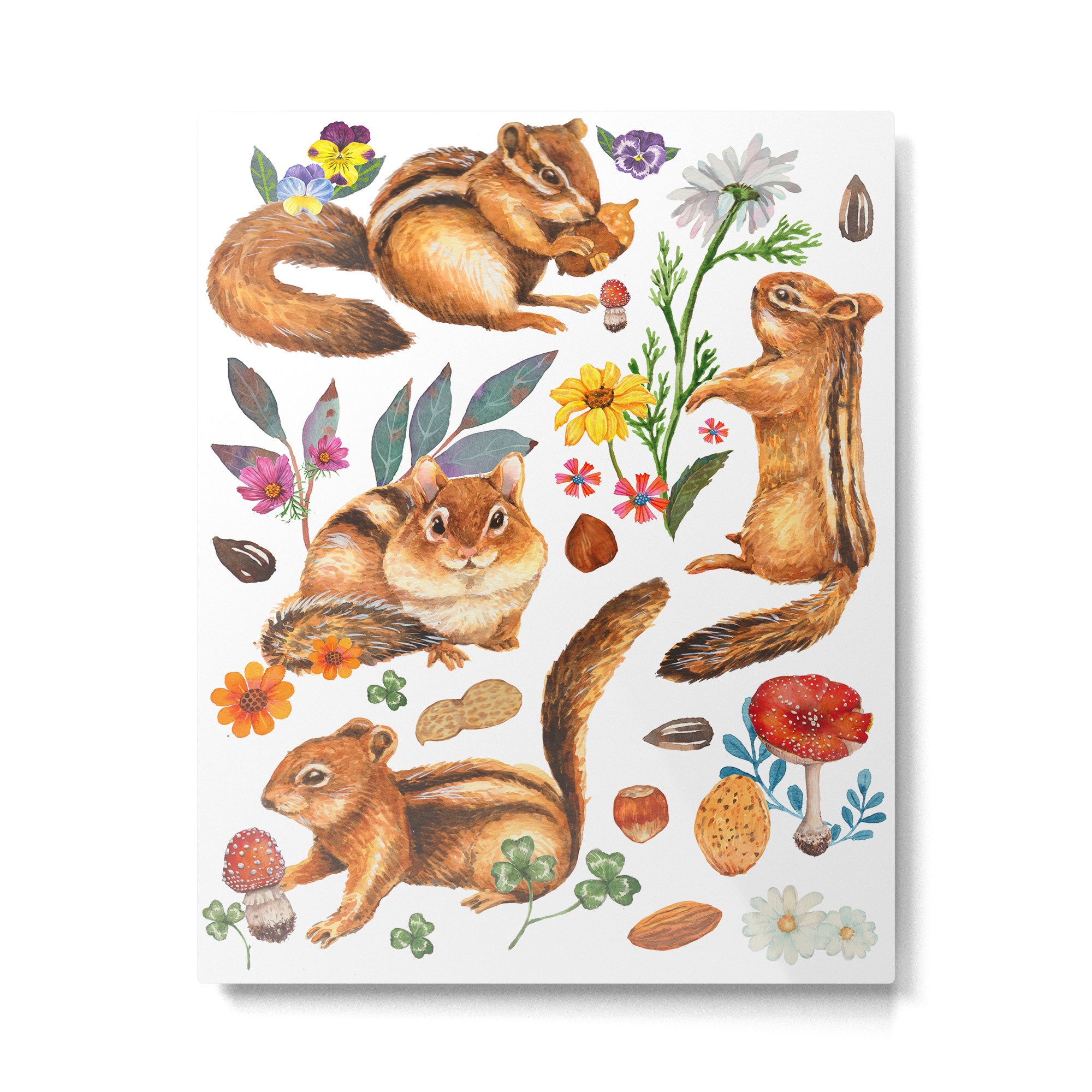 Chipmunks friends - green Metal Print Gallery Image 4