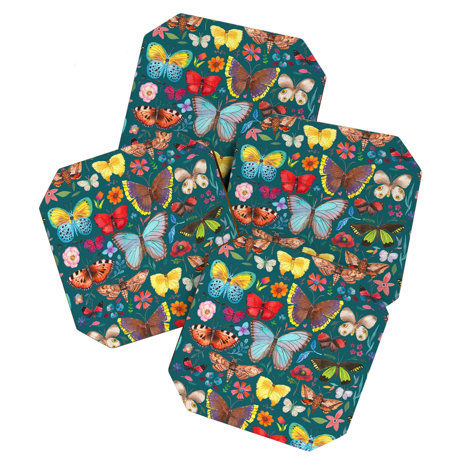 Cutie Butterfly Family - darkbg Coaster Gallery Image 1