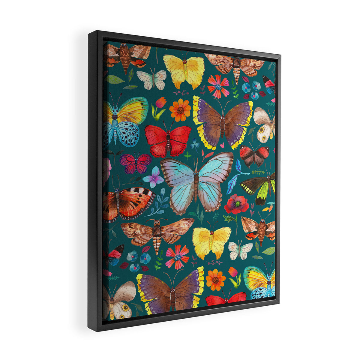 Cutie Butterfly Family - darkbg Framed Canvas Print Gallery Image 2