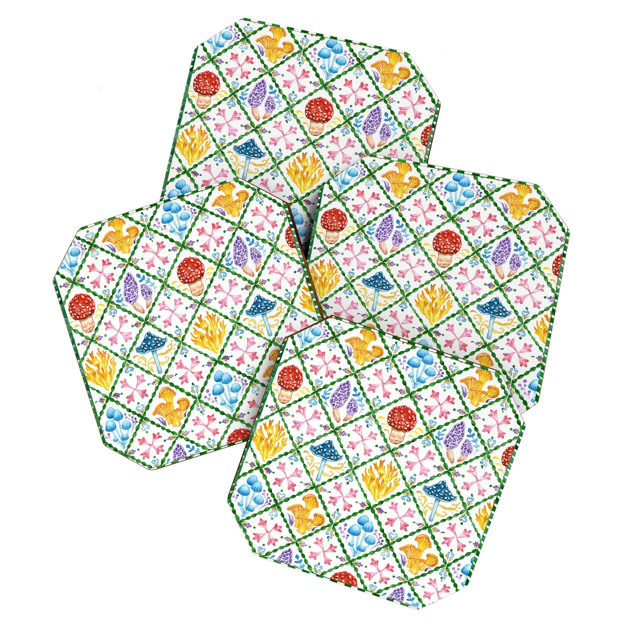 Decorative mushrooms pattern Coaster Gallery Image 1