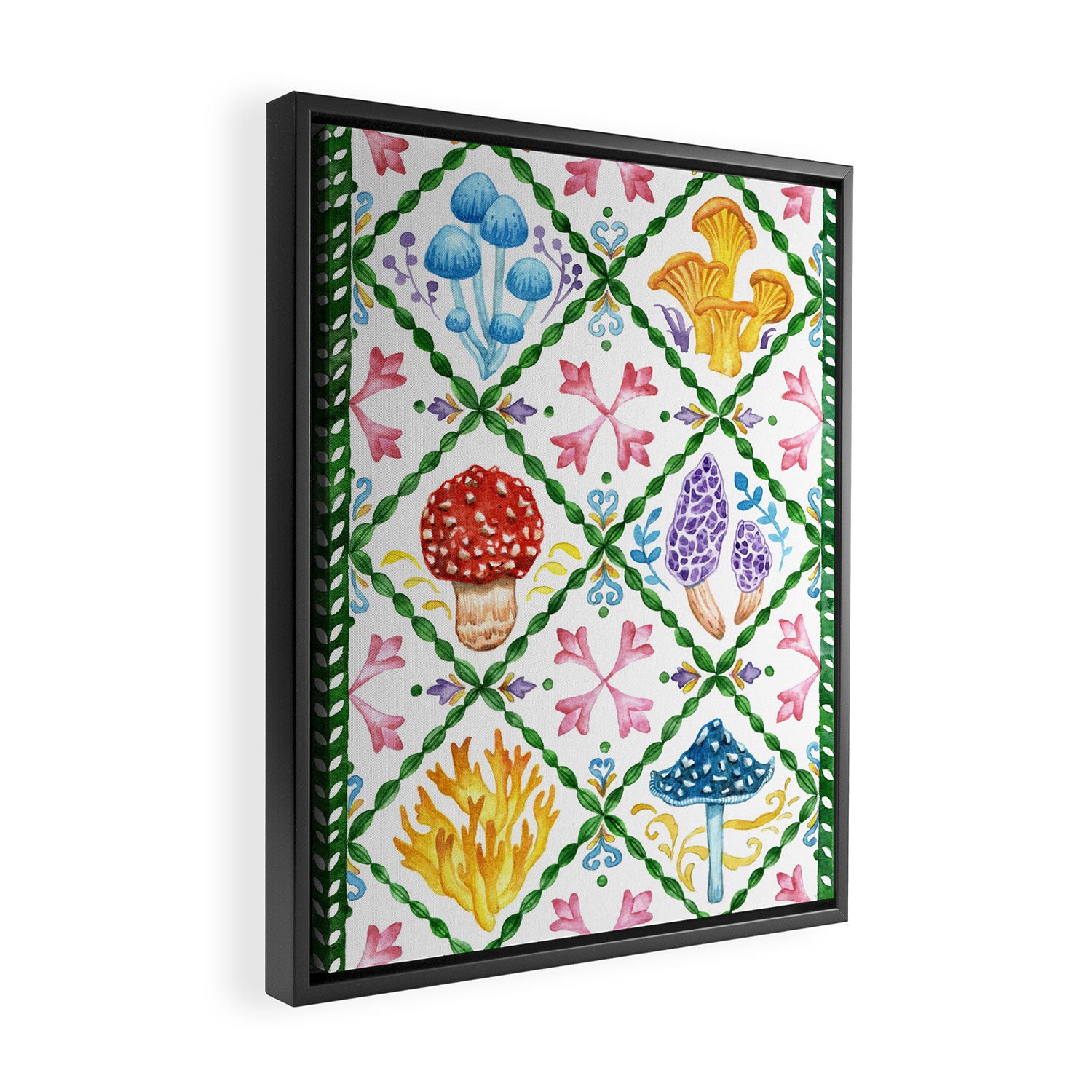 Decorative mushrooms pattern Framed Canvas Print Gallery Image 2
