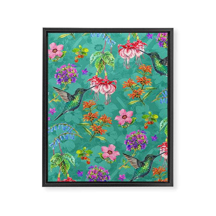 Floral Hummingbirds - BBG Framed Canvas Print Gallery Image 1