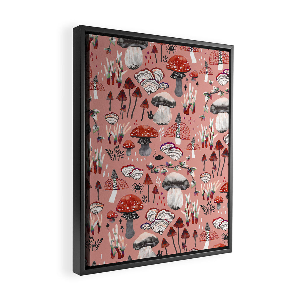 Fungi Farmer Land (Mushroom Land) - RED Framed Canvas Print Gallery Image 2