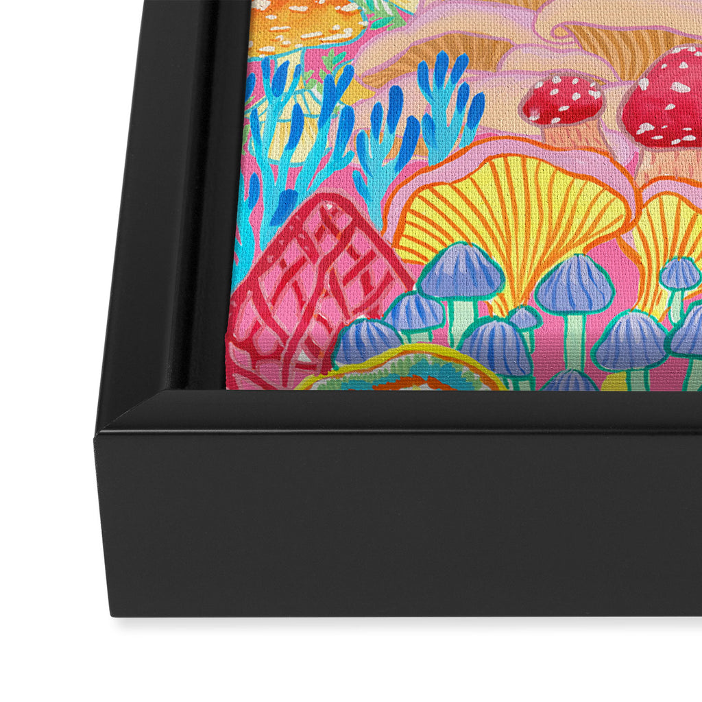 Fungi World (Mushroom world) -PINK Framed Canvas Print Gallery Image 3