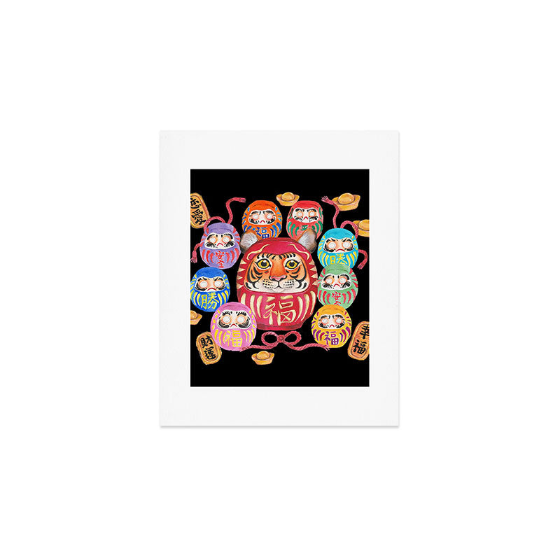 Japanese Tiger Daruma with small Darumas Art Print Gallery Image 1