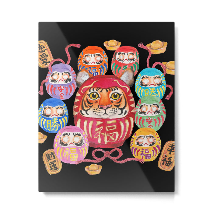 Japanese Tiger Daruma with small Darumas Metal Print Gallery Image 1