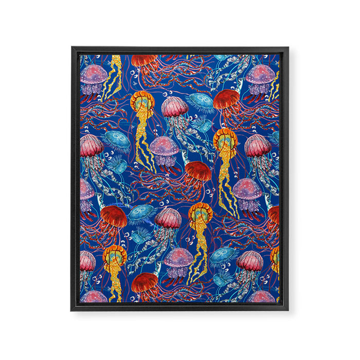 Jellyfish Collection - blue Framed Canvas Print Gallery Image 1