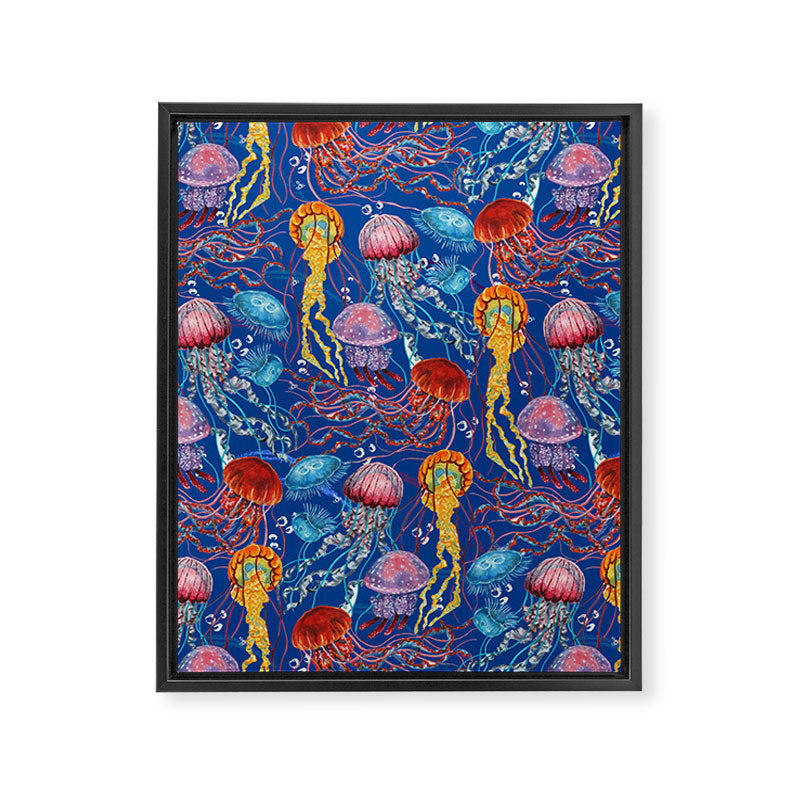 Jellyfish Collection - blue Framed Canvas Print Gallery Image 6