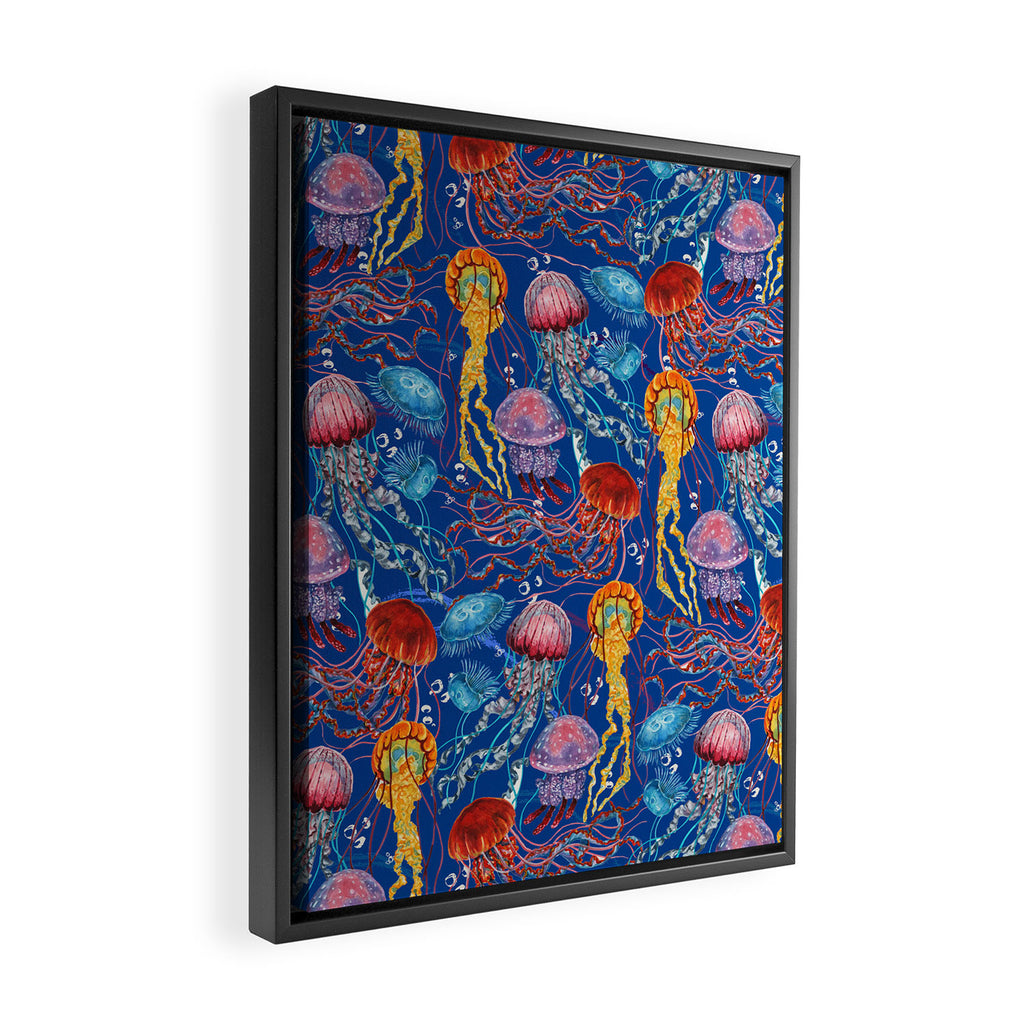 Jellyfish Collection - blue Framed Canvas Print Gallery Image 2