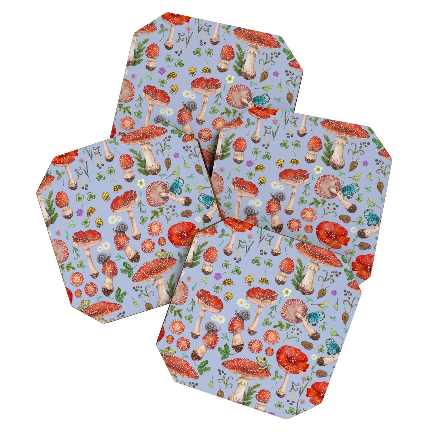 Lovely Red Mushrooms - Bluebg Coaster Gallery Image 1