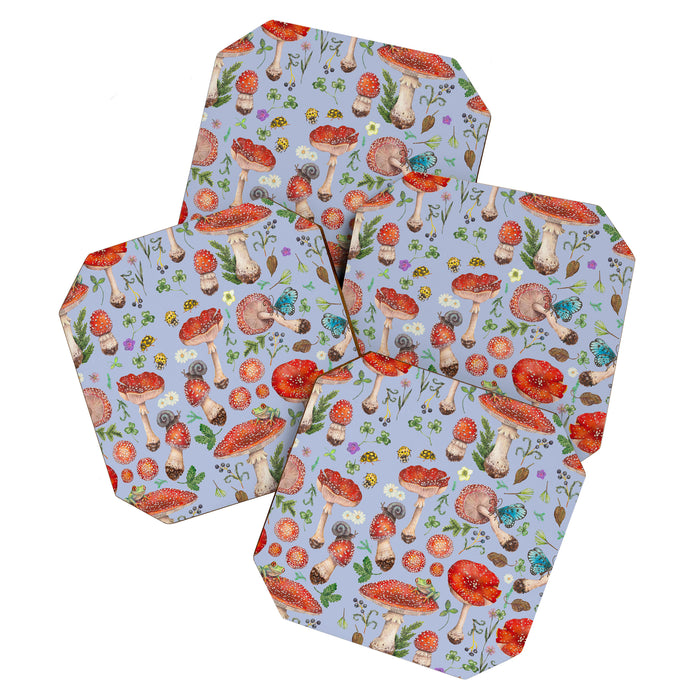Lovely Red Mushrooms - Bluebg Coaster Gallery Image 1