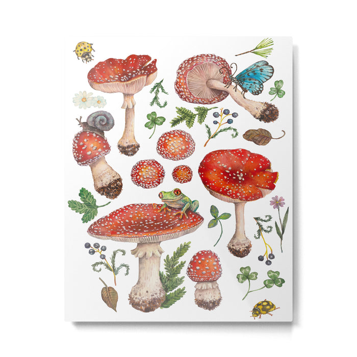 Lovely Red Mushrooms - Bluebg Metal Print Gallery Image 1