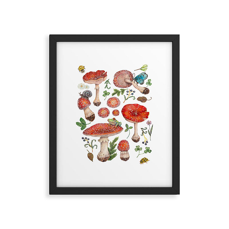Lovely Red Mushrooms - Bluebg Framed Art Print Gallery Image 6