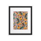 Orange Birds Florals - GREY Framed Art Print Gallery Image 5